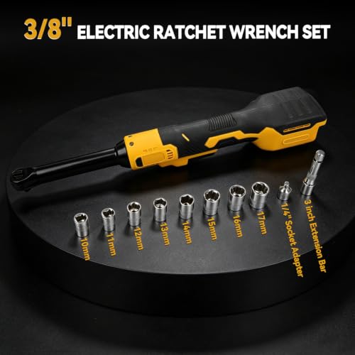 3/8" Extended Cordless Ratchet Wrench Compatible with Dewalt 20V(Tool Only), 80FT-LBS(108N.m) 6.7" Extended Electric Ratchet Wrench Set with 8 Sockets, 1/4" Adapter & 3" Extension Bar by Aepiraza - Used condition - Image 7