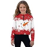 QUJUFOZY Ugly Christmas Sweatshirt Kids Girls' Fashion Hoodies & Sweatshirts Funny Xmas Snowman Costume Toddler Girl Christmas Sweater Outfit Cute Graphic Hoodies for Little Girls 7-8