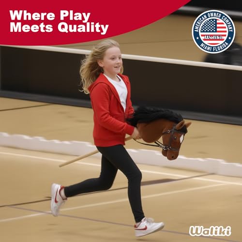 WALIKI Premium Stick Horse for Kids, Teens & Adults | 30” Plush Hobby Horse with Wooden Handle | Pretend Play Cowboy & Cowgirl Pony | Hobby Horse Competition Toy - Thumbnail 5