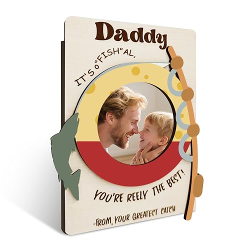 Image of Dad Picture Frame, Christmas Birthday Father's Day Gifts, Fishing Daddy Picture Magnets Frames For Refrigerator, For Father Daddy Dad, 49