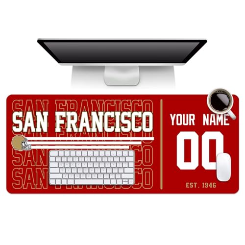 Image of ANTKING San Francisco Mouse Pad Custom Name and Number Desk Pad for Men Women Youth Gifts