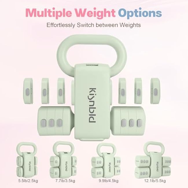 Adjustable Dumbbell Set of 2, 4 in 1 Free Weights Dumbbells Set for Women with Fast Adjustment, Each 2lb 3lb 4lb 5lb Hand Weights Set for Home Gym & Outdoor Exercise Training