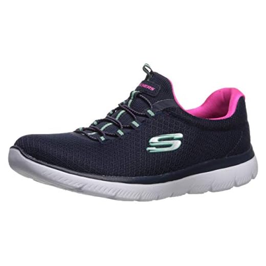 Skechers Damen Summits Sneaker, Navy Pink, 38.5 EU