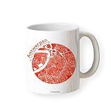 Design Tasse Antwerpen Becher Stadtplan Landkarte in 5 Farben, Geschenk-Idee Arbeit Büro Chef Zuhause