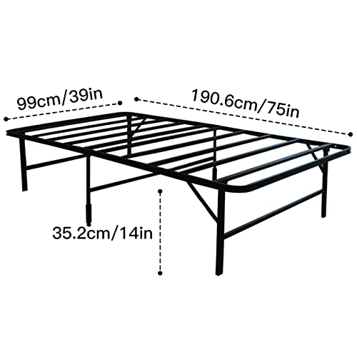 Lamhorm Twin Metal Foldable Bed Frame With Round Corner Edge, Tool-Free, Easy Assembly, Reinforced Steel Slats Support, Non-Slip And Noise-Free, No Box Spring Needed(Twin) #TOP1