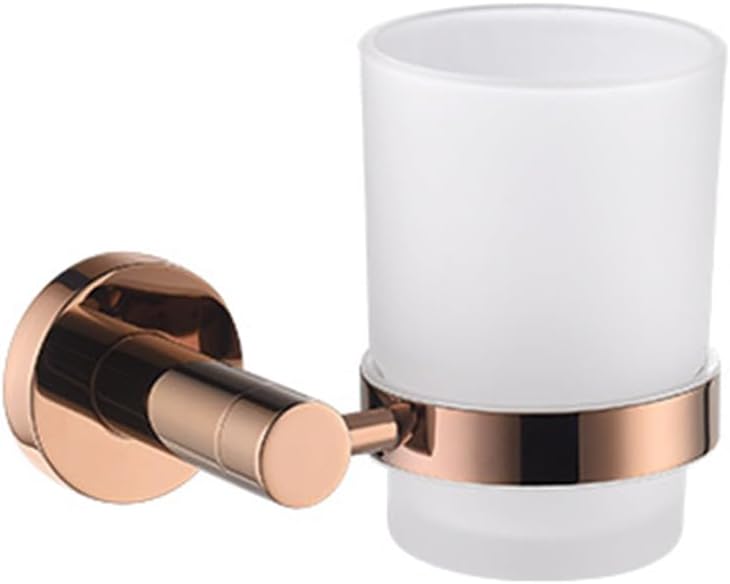 Toothbrush Holder Cup,304 Stainless Steel and Frosted Glass Toothbrush Cup,Wall Mounted Bathroom Set Accessories for Counter Organizer