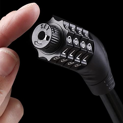 Bike Lock Cable, Anti Theft Bicycle Lock Chain, Bike Combination Lock 4 Digit Security Resettable Self Coiling Combination Cable Combo Bike Locks Without Mounting Bracket, 2 Feet X 1/2 Inch (Black) #TOP6