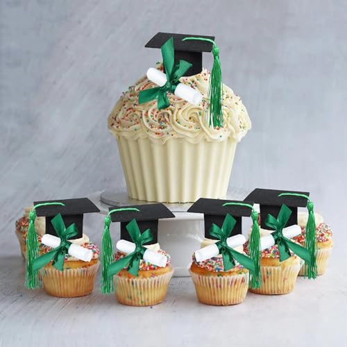 Décoration de cupcakes diplôme 2025 3D avec pompons | Lot de 24