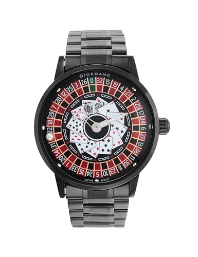 Image of Giordano Casino Royale Analog Watch for Men- Unique Poker & Roulette Dial Design with Stainless Steel Strap - Stylish Luxury Watch