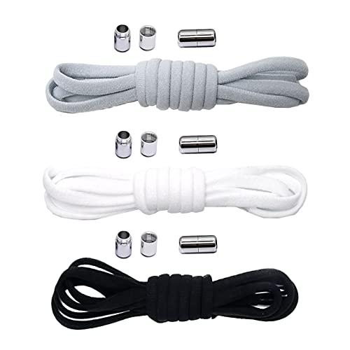 3 Pair Tieless Elastic Shoe Laces,No Tie Shoelaces One Size Fits All Adult Kids Strong Lock Shoestrings