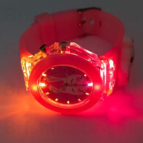 Image of Brishti 3D Cartoon Character Multicolored Glowing Digital Light and Girl's Analogue Wrist Watch | Unique 3D Cute Cartoon Character on Strap | Soft Silicone Strap | Suitable for Age 3-12 Year Kids