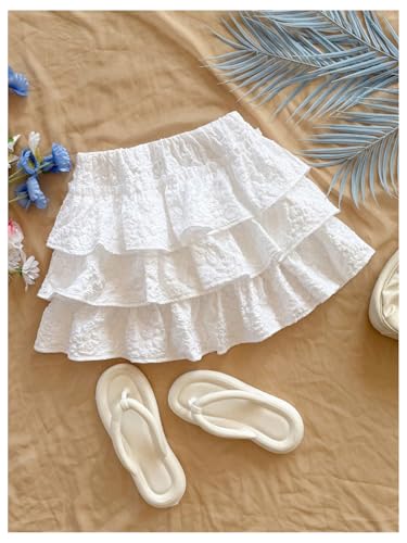 Milumia Women's Tiered Layered Skirt Boho Textured Low Waist Cute Mini Ruffle Skirts3