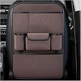 IXEUYN Organizador Asiento Coche para Audi S4 2018-2023, Organizador Asiento Coche Niños Universal Multi-Bolsillo Protector Trasero Fácil de Limpiar Organizador,Brown-One