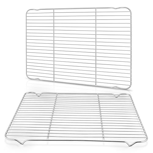 Cooling Racks for Cooking and Baking, Homikit 16.6”*11.5” Large Stainless Steel Wire Rack for Oven Cooking Roasting Grilling Drying, Cookie Bacon Pizza Mesh Cooling Racks, Dishwasher Safe, 2 PCS