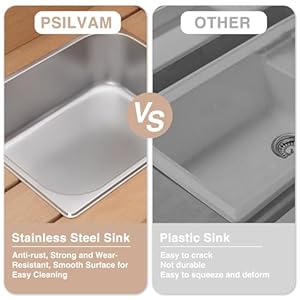 Psilvampottingbenchpolylumberpottingtablewithremovablestainlesssteelsinkandopenshelvesallweathergardentableworkstationplantingtableforgardenpatioandlawnsteakcolor Urban Country Home Decor Psilvam potting bench poly lumber potting table with removable stainless steel sink and open shelves all weather garden table work station planting table for garden patio and lawns teak color urban country home decor