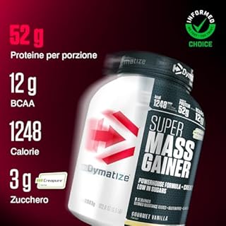 Dymatize Super Mass Gainer Gourmet Vanilla 2943g - Weight-Gainer Polvere + Carboidrati, Creapure Creatina, BCAA, Caseina