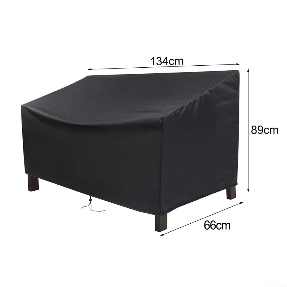Funda impermeable para banco de jardín, tela Oxford 210D con ventilación, cordón, hebilla y correas para un ajuste seguro (134 x 66 x 89 cm)