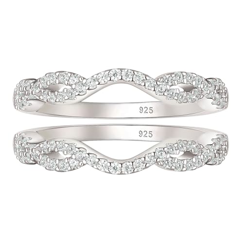 Wuziwen Twisted Infinity Ring Enhancer for Engagement Rings 2 Pieces Wedding Bands for Women 925 Sterling Silver Stackable