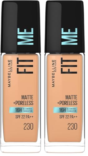 Image of Maybelline New York Fit Me Matte + Poreless Liquid Foundation, 230 (Pack of 2)