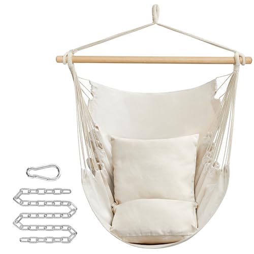 SONGMICS Hängesessel, Hängeschaukel, Hängestuhl mit 2 Kissen,...