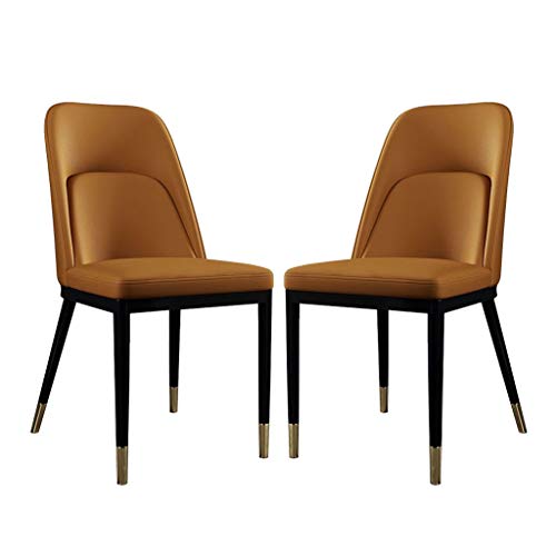 SJIALEN 2pcs Kitchen Dining Chairs,Living Room Counter Lounge with Thickened Sponge Cushion Non-Slip Feet Backrest Chair Kitchen Chair (Color : Yellow)