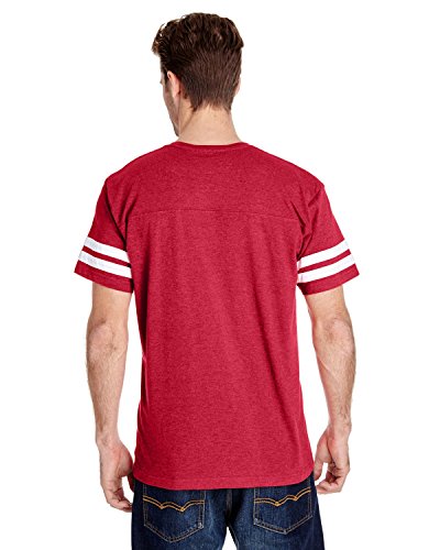 Lat Sportswear Men's Stripes Football T-Shirt, Vintage Red/ Blended White, Large