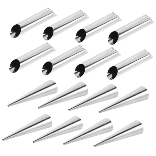 Cabilock 16pcs Stainless Steel Croissant Mold Shaped Baking Tools for Croissants Danish Pastries and Bread Reusable Design for Easy Baking