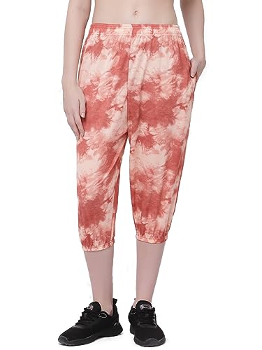 Image of UZARUS Women's Animal Print Tie-Dye Strechable Capri 3 /4th Shorts