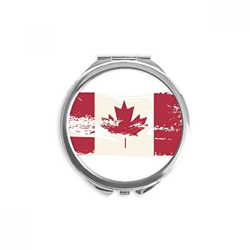 Miroir de poche Canada noir et rouge accessoire maquillage portable rond de 2,6 pouces
