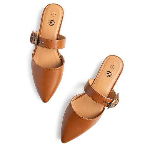 Image of Rekayla Mules for Women Adjustable Strap Pointed Toe Backless Loafer Shoes