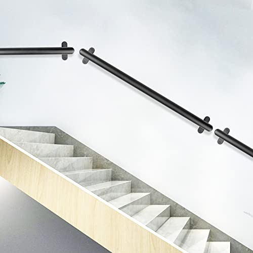 Dolibest 36 Inch Wall Mount Metal Handrail, Staircase Step Handrail, Non-Slip Safety Grab Handle, Barrier-Free Staircase Grab Bar For Elderly, Indoor & Outdoor Use, 1.3 Inch Round (Black) #TOP2