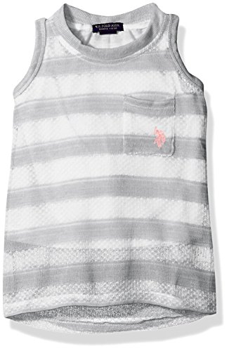 U.S. Polo Assn. Girls' Textured Knit Hi-Lo Striped Tank Top