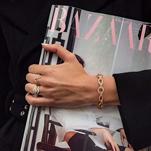 SOFYBJA 18k Gold Plated Personalized Chunky Cuban Oval Link Chain Bracelets for Men Toggle Rope Bracelet Jewelry for Women4