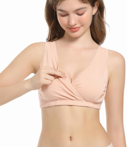 Image of CAKYE 3 Pack Maternity Nursing Sleep Bra Breastfeeding Cotton Bralette