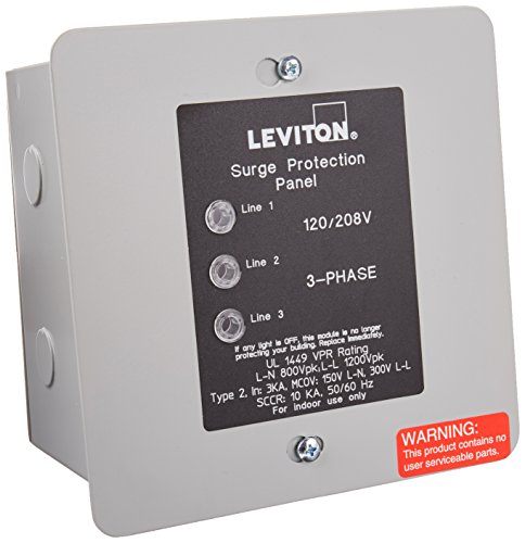 Leviton 51120-3 120/208 Volt 3 Phase WYE Panel Protector, 4-Mode Protection, Light Commercial/Residential Grade, In NEMA 1 Enclosure