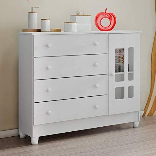 Cômoda Infantil Ariel 1 Pt 4 Gv Unissex Branco Brilho