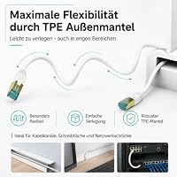 ProfiPatch Cat 8 LAN Kabel S/FTP RJ45 7,5m Weiß Hochgeschwindigkeit 40Gbit/s – Ansicht 3