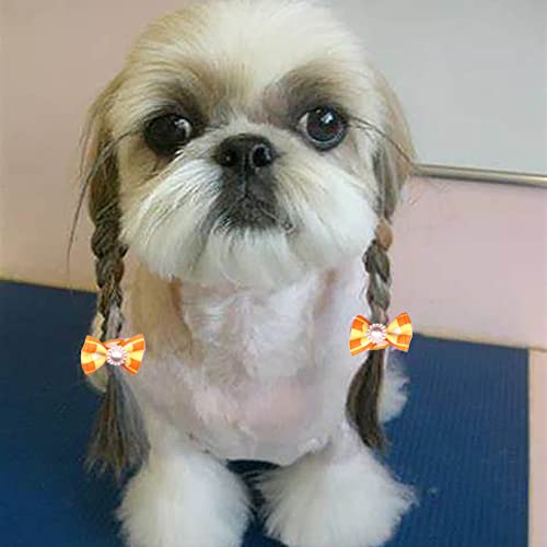 50 Stück Hunde Haarschmuck,Haustier Haarspange mit Gummibändern,Hund Haarschleifen für Kleine Hunde Katzen Welpen,Zufällige Farbe