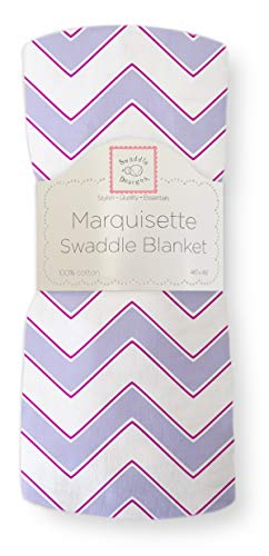 Image of SwaddleDesigns Marquisette Receiving Swaddle Blanket for Baby Boys & Girls, Soft Premium Cotton Muslin, Best Shower Gift, Lavender Chevron, Parent Picks Award Winner