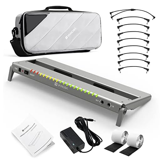 Vangoa Pedalera de guitarra con fuente de alimentación aislada incorporada, VPPD-S pedalboard eléctrica portátil pequeña y plegable de aluminio con bolsa de transporte, 41x16.5cm,1.3 kg,gris