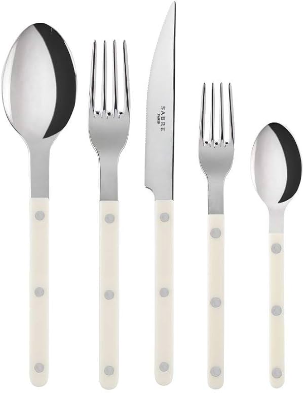 Cubiertos Sabre Bistrot Acero Inoxidable Marfil 5 piezas Servicio para 4 (20 piezas)