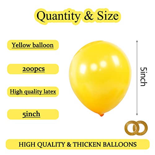 Image of 200pcs Yellow Balloons 5 Inch, Small Mini Latex Balloons for Party Birthday Baby Shower Anniversary Festival Arch Garland Decoration