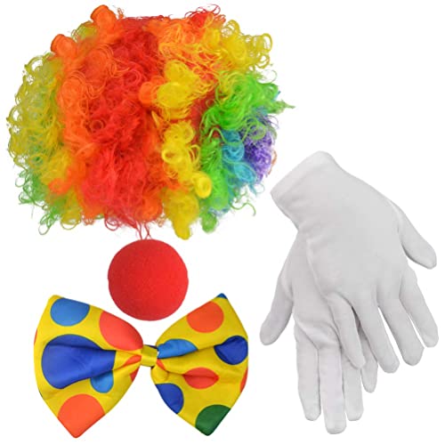 4 Stück Clown Kostüm Accessoire mit Clown Perücke,...