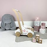 Lauflernwagen mit Bausteinen rosa - personalisierbar I Handmade Holzspielzeug ab 1 Jahr I Personalisierte Geschenke Baby I Laufhilfe für Kinder I Spiel- & Schiebewagen mit Name