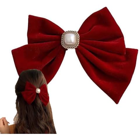 Large Red Velvet Bow Hair Clip for Women Cover
