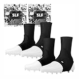 SLEEFS Solid Football Spats Cleat Covers – Compression Cleat Covers for Football Drip, Turf Protection & Style (Black 2 Pack, S/M)