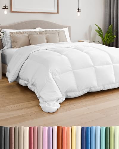 King Size, White Alternative Down Comforter - Warm and Lightweight - Luxury and Breathable Hotel Quality Bedding Set - All Season Fluffy and Cozy Oversized Cooling Microfiber Duvet Insert Comforter