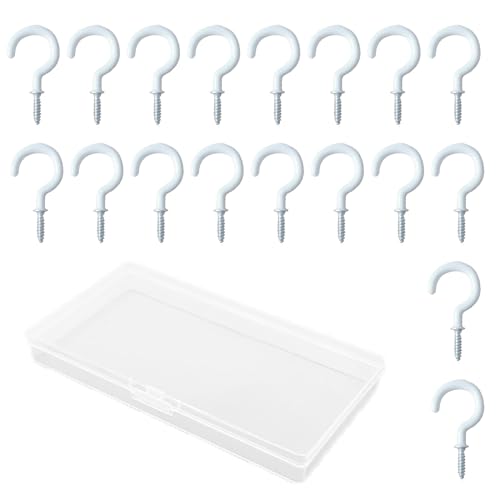 MUUWUU Grande gancio a vite regolabile per tazza, gancio multiuso rivestito in vinile, gancio multiuso per tazze, campanelli eolici, lanterne e altro ancora, una scatola di 18 (1-1/4 pollici x 18)