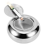 MALENOO Outdoor Ashtrays for Cigarettes Patio Ash Trays with Covers Outdoor Portable Ashtray with Lid Smell Proof Windproof Odorless Modern Indoor Stainless Steel Ashtray for Home Outside House