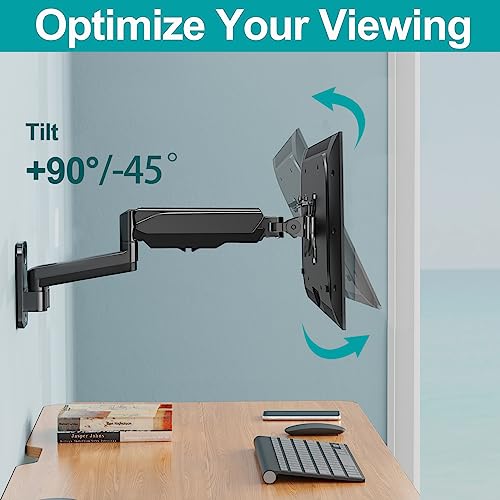 Mount Pro Single Monitor Wall Mount For 13 To 32 Inch Computer Screens, Gas Spring Arm Holds Up To 17.6Lbs, Full Motion Adjustable,Vesa Mount 75X75, 100X100,Black #TOP3